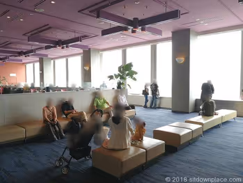 Seating rest area in the Sangenjaya Carrot Tower Observation Lobby