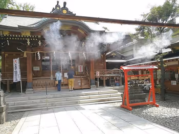 Dry mist in the approach to Shitaya Shrine