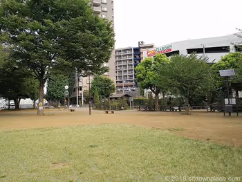Seating area in Niiza Station South Exit Park