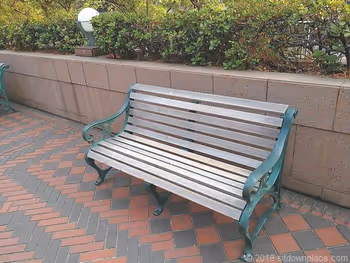 Wooden benches next to Mitsukoshi in Ebisu Garden Place