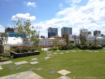 View of the 4F rooftop garden of Lumine Omiya 2