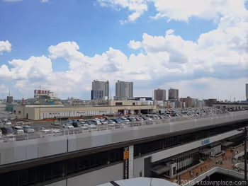 Exterior view of Omiya Station from Omiya West Exit DOM Rooftop Aozora Plaza