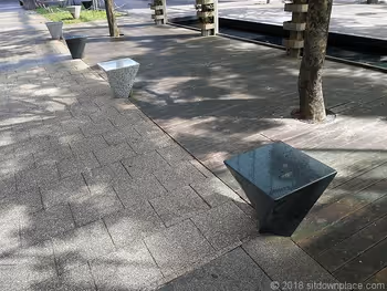 Single bench near the Shiodome Building Traffic Square