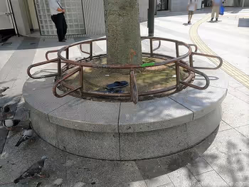 Stone bench at Shioiri Station rotary