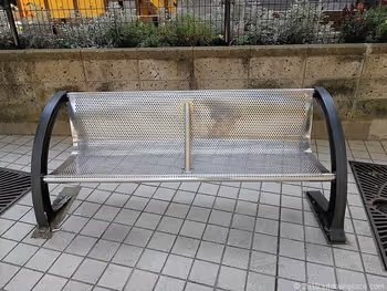 Bench in the public open space of Toranomon Marine Building