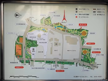 東京鐵塔周邊芝公園的地圖