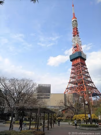 芝公園18号地の東京タワーの景観