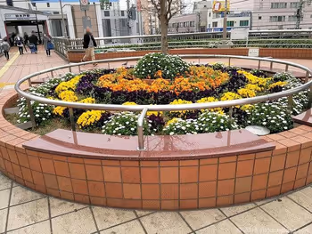 東神奈川のペデストリアンデッキのベンチ