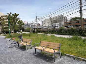 矢崎町防災公園のベンチ