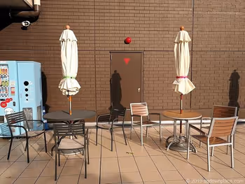 Table seats of Toyoda Aeon Mall rooftop Shiki no Mori