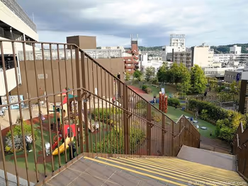 Stairs to the 4F hill field of Toyoda Aeon Mall rooftop Shiki no Mori