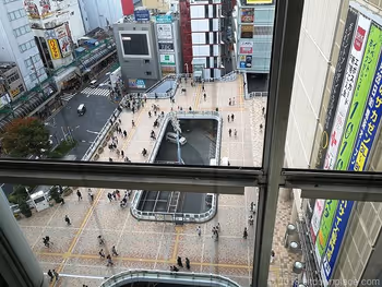 北千住站西口行人天橋的全景圖