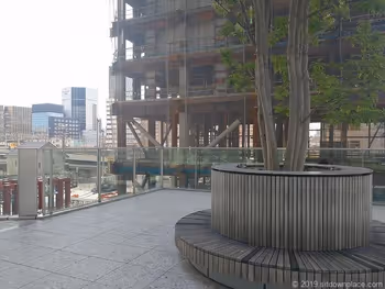 Rest area and construction site of the Step Garden on the 2nd floor of KITTE Nagoya