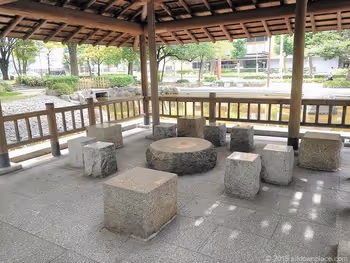 Table in the gazebo of Shimozono Park