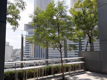 大名古屋ビルヂングスカイガーデンのデッキから見えるツインタワー