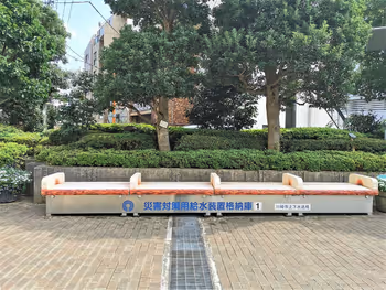 武蔵小杉駅 中原区役所前の休憩場所のベンチ