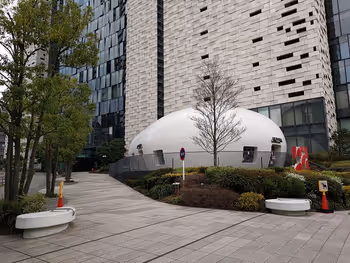 ARTNIA, a stylish cafe in front of the Cultural Center at East Side Square, Higashi-Shinjuku Station
