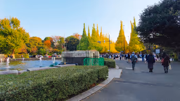 外苑前駅神宮外苑噴水広場の休憩場所その1