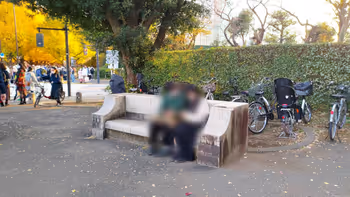 外苑前駅神宮外苑噴水広場の休憩場所その2