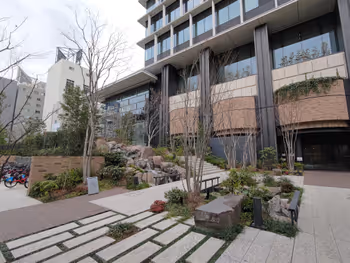 Rest area at the cascade in Kanda Square, near Shin-Ochanomizu Station, part 2