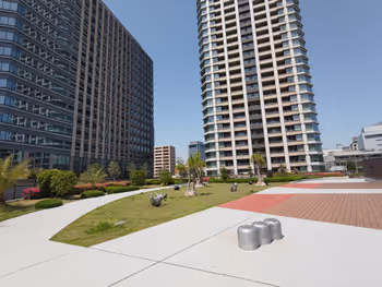 大崎站大崎Bright Plaza 屋頂庭園的休憩場所其一