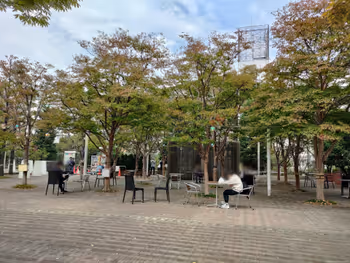 Rest area in front of the cafe at Meetsport Garden, Tokyo Dome City, Suidobashi Station - Part 1