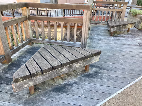 Photo of East Maizuru Station | Wooden deck-style space over the river | Rest Spot 4