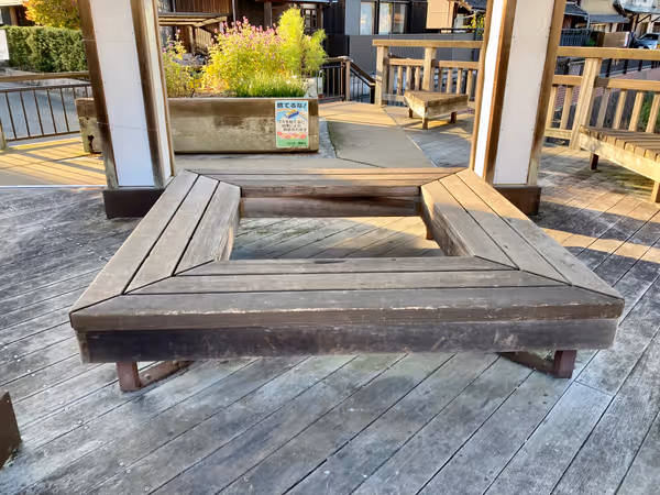 Photo of East Maizuru Station | Wooden deck-style space over the river | Rest Spot 3