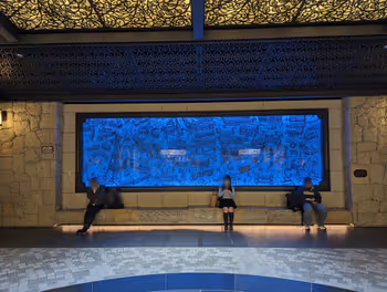 Rest area at the stone plaza of Tenjin Chikagai 8th street at Nishitetsu Fukuoka (Tenjin) Station, part 4