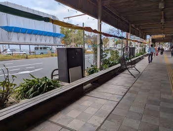 Rest area on the sidewalk of Shimonoseki Station shopping street, part 2