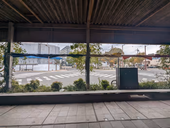 Rest area on the sidewalk of Shimonoseki Station shopping street, part 3